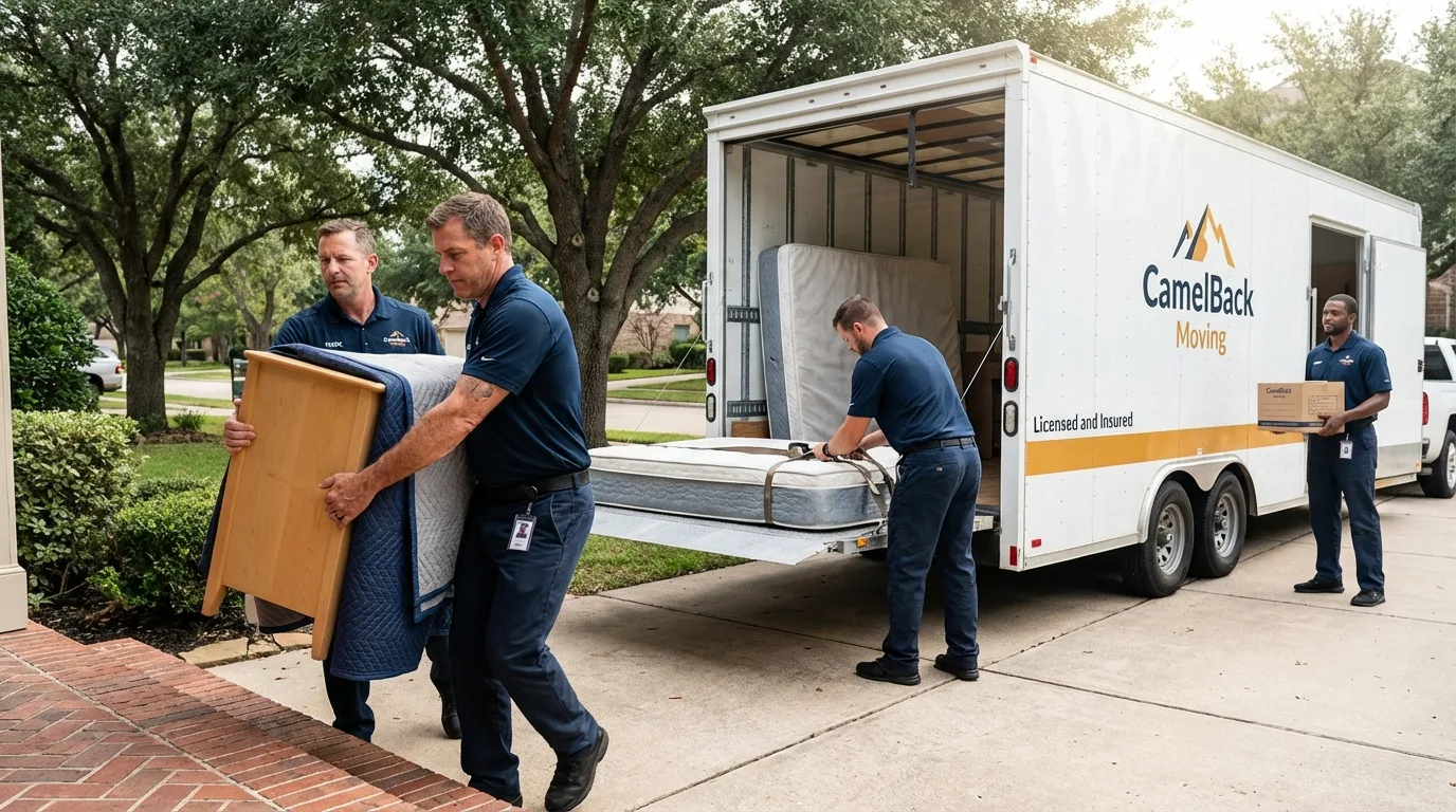 Crew loading residential truck for cross-state move from Carthage, NY