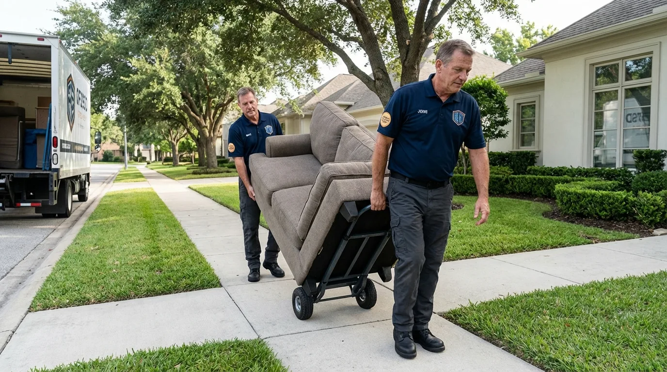Local residential moving crew loading furniture in Carthage, NY